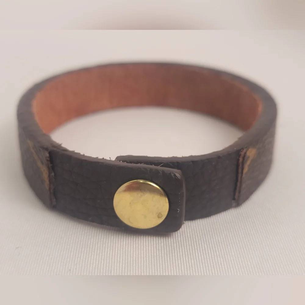 Louis Vuitton Brown Monogram Canvas Pebble Leather Bracelet - Picture 3 of 7